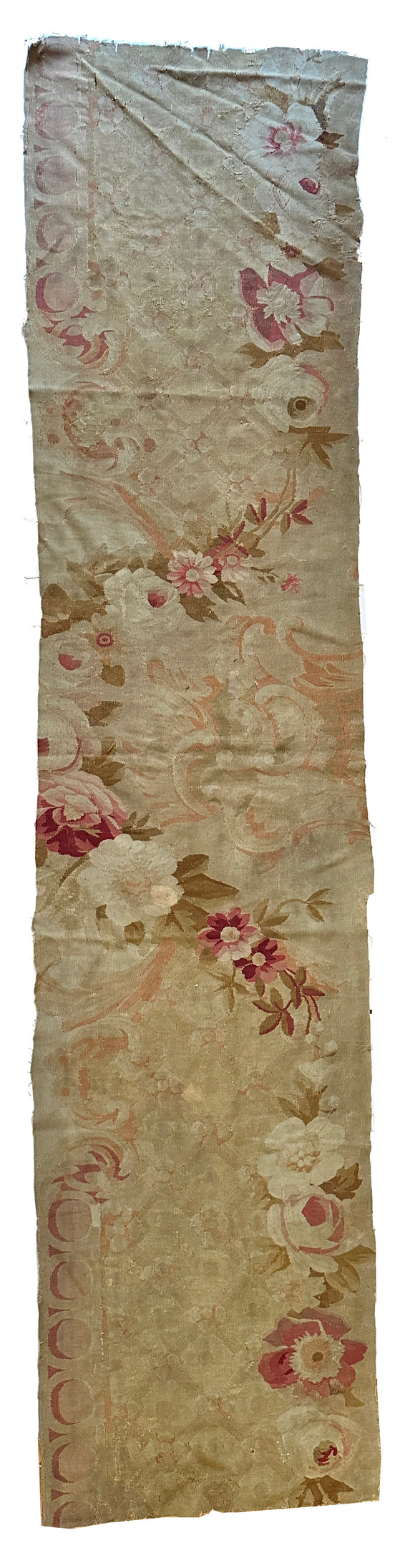 19th Century Aubusson Floral Runner Remnant for Pillows