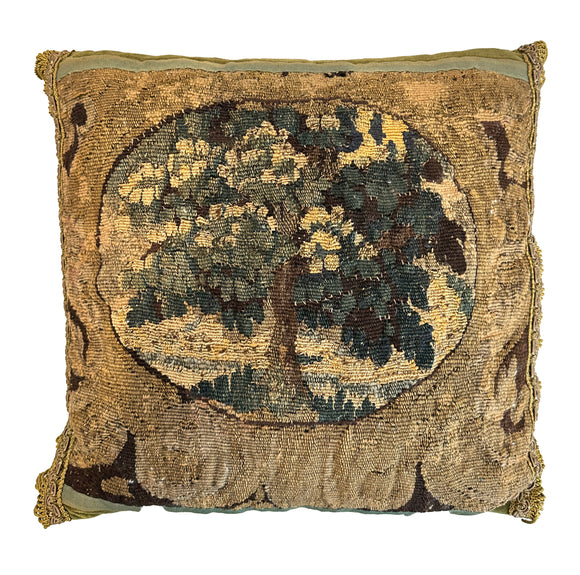 17th Century Brussels Tapestry Pillow with fringes