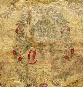 19th Century French Silk Brocade Seat cover